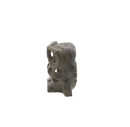 Figurine Chouette En Pierre Naturelle Stéatite – Sculpture Artisanale D'Inde