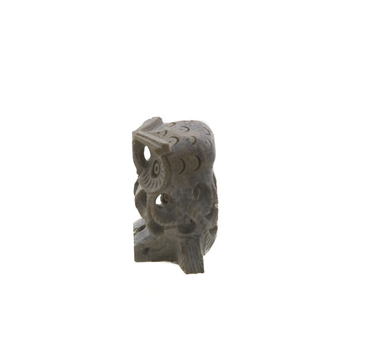 Figurine Chouette En Pierre Naturelle Stéatite – Sculpture Artisanale D'Inde
