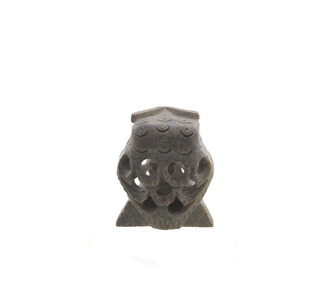 Figurine Chouette En Pierre Naturelle Stéatite – Sculpture Artisanale D'Inde