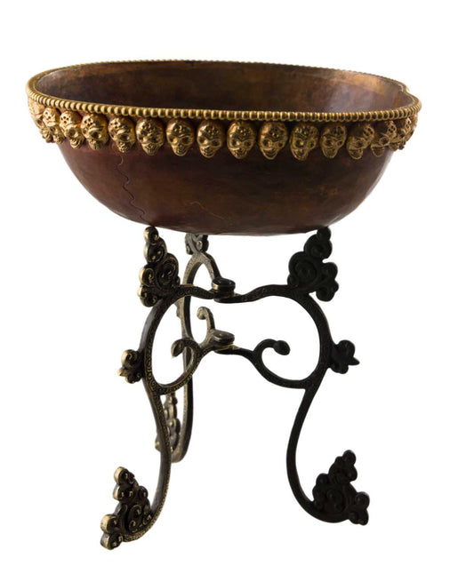 Support Kapala Tibétain en Laiton – Trépied Artisanal Népalais