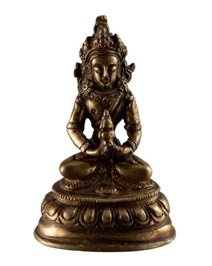 Statue Bouddha Amitayus en Laiton – Artisanat Tibétain du Népal