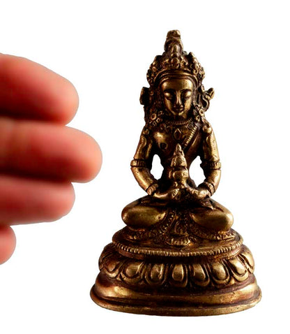 Statue Bouddha Amitayus en Laiton – Artisanat Tibétain du Népal