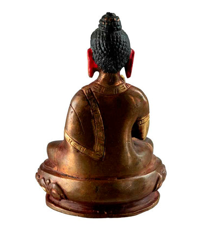 Statuette Bouddha Abhaya Mudra en laiton doré – Symbole de paix et de protection