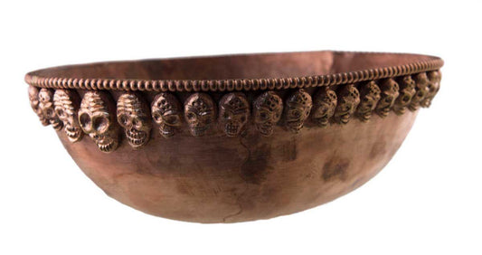 Grand Kapala Tibétain en Cuivre et Laiton – Coupe Crânienne de Rituel Tantrique