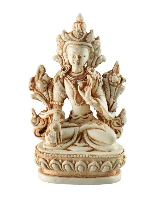 Statue Bouddhiste Tara Blanche En Résine Blanche Antique – Artisanat Du Népal