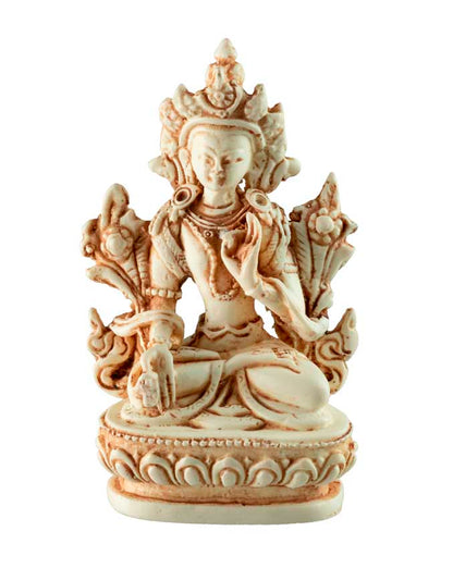 Statue Bouddhiste Tara Blanche En Résine Blanche Antique – Artisanat Du Népal