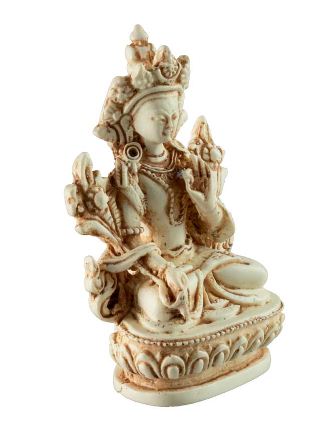 Statue Bouddhiste Tara Blanche En Résine Blanche Antique – Artisanat Du Népal