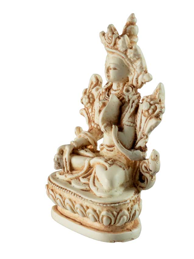 Statue Bouddhiste Tara Blanche En Résine Blanche Antique – Artisanat Du Népal