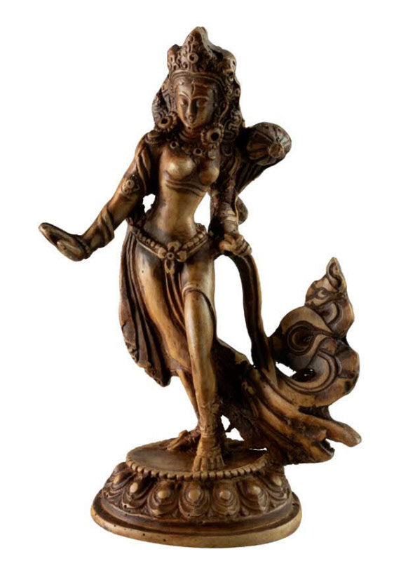 Statue Bouddhiste Tara Blanche En Résine Beige Antique – Artisanat Du Népal