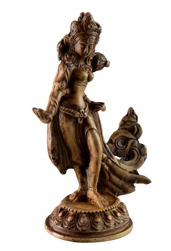 Statue Bouddhiste Tara Blanche En Résine Beige Antique – Artisanat Du Népal