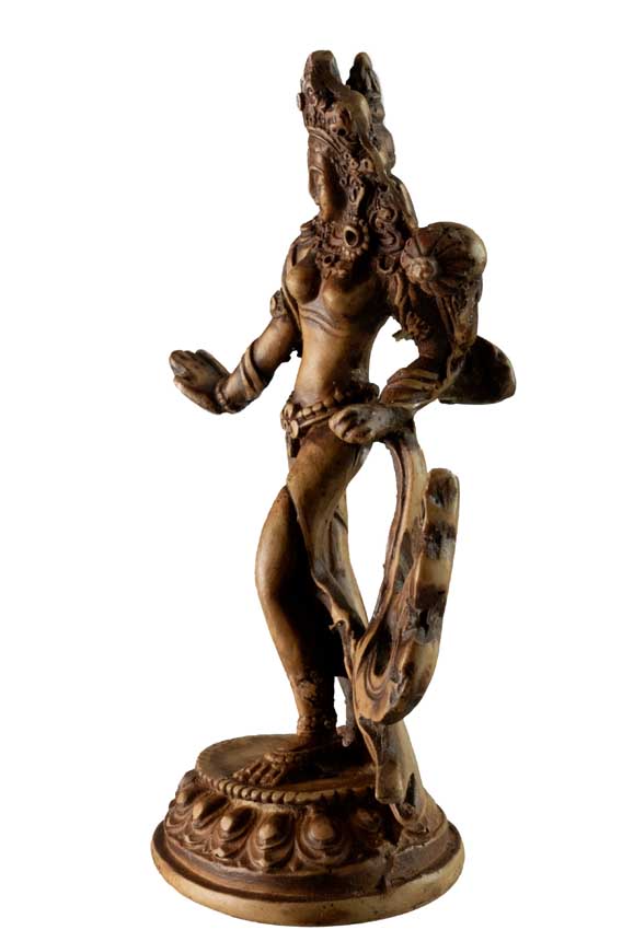 Statue Bouddhiste Tara Blanche En Résine Beige Antique – Artisanat Du Népal