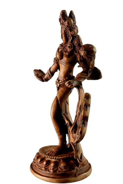Statue Bouddhiste Tara Blanche En Résine Beige Antique – Artisanat Du Népal