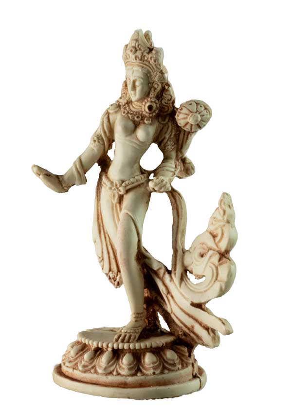 Statue Bouddhiste Tara En Résine Blanc Antique – Artisanat Du Népal
