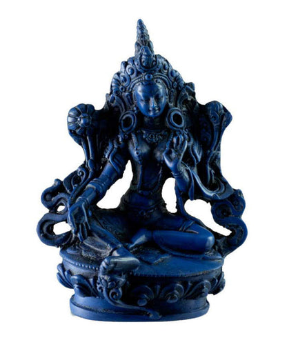 Statue Bouddhiste Tara Verte En Résine Bleu Lapis Lazuli – Artisanat Du Népal