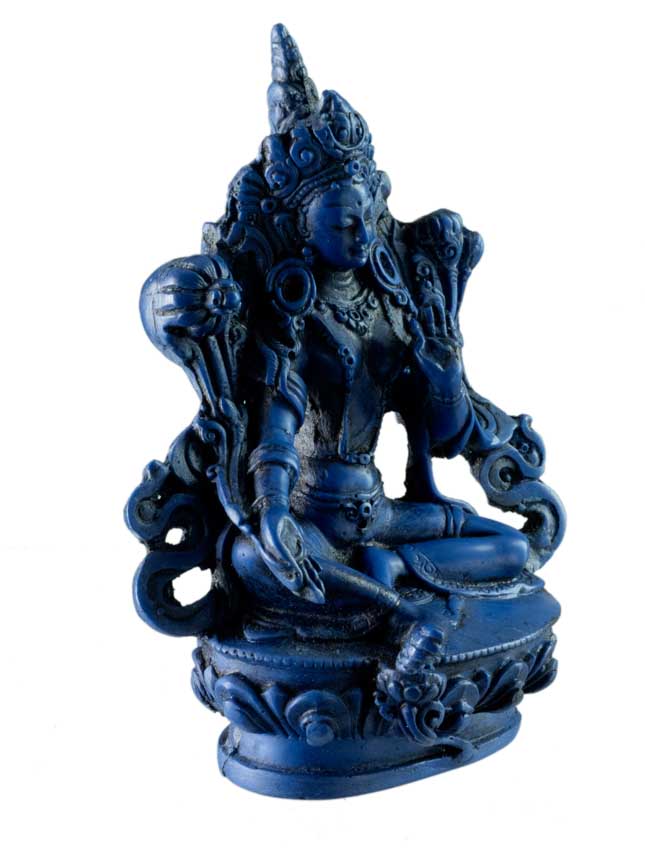 Statue Bouddhiste Tara Verte En Résine Bleu Lapis Lazuli – Artisanat Du Népal