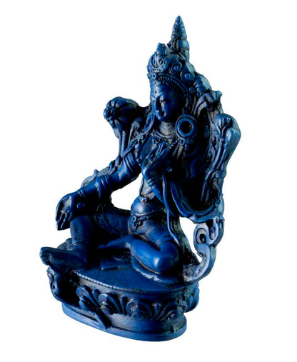 Statue Bouddhiste Tara Verte En Résine Bleu Lapis Lazuli – Artisanat Du Népal