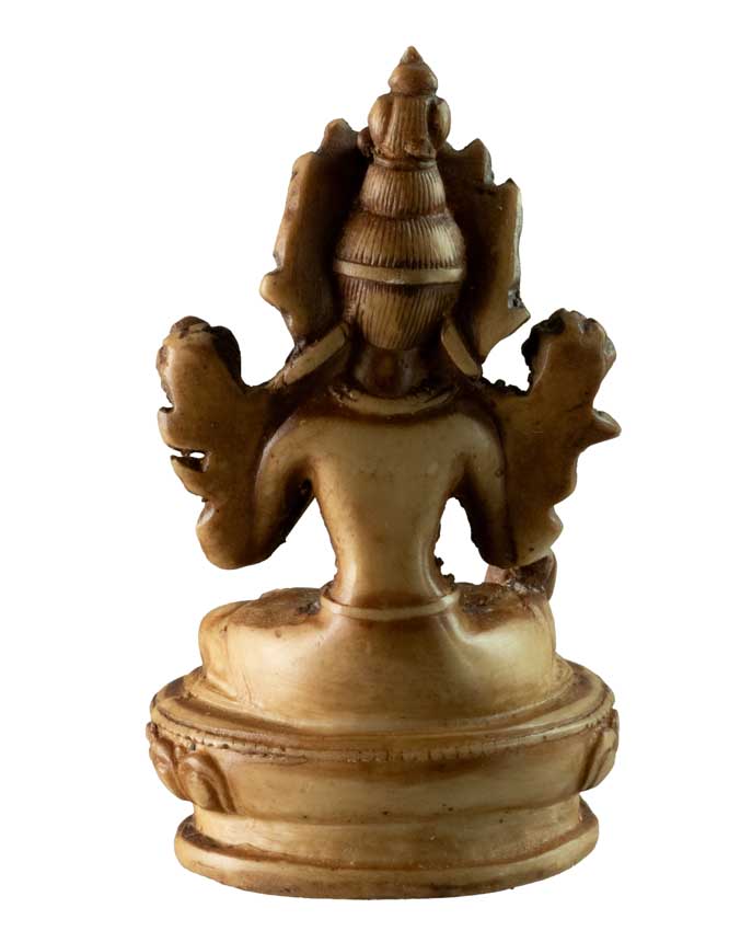 Statuette Bouddhiste Tara Blanche En Résine Beige Antique – Artisanat Du Népal