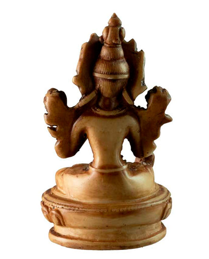 Statuette Bouddhiste Tara Blanche En Résine Beige Antique – Artisanat Du Népal