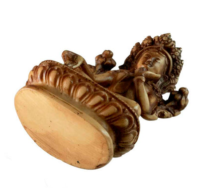 Statuette Bouddhiste Tara Blanche En Résine Beige Antique – Artisanat Du Népal