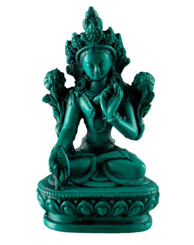 Statuette Bouddhiste Tara Blanche En Résine Bleu Turquoise – Artisanat Du Népal