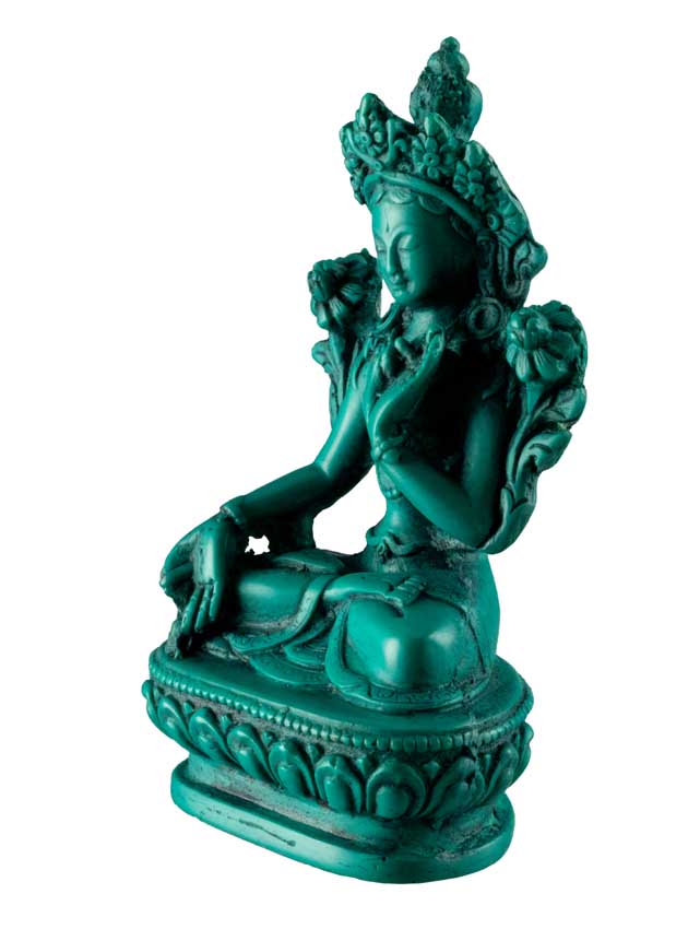 Statuette Bouddhiste Tara Blanche En Résine Bleu Turquoise – Artisanat Du Népal
