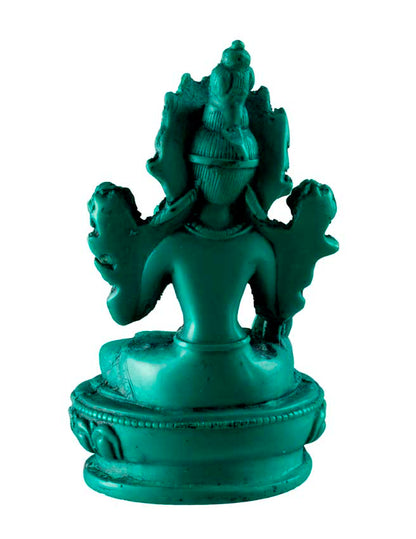 Statuette Bouddhiste Tara Blanche En Résine Bleu Turquoise – Artisanat Du Népal