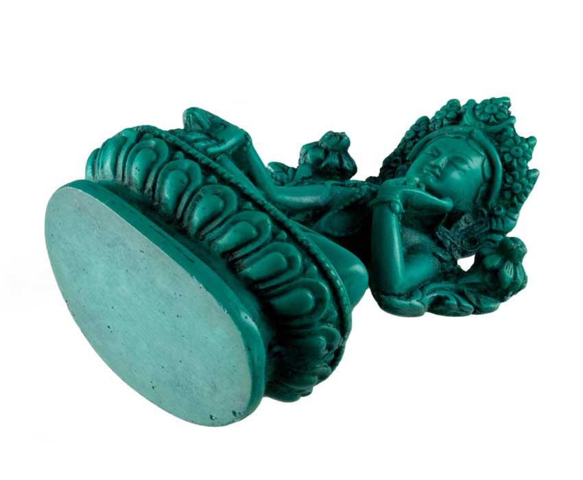 Statuette Bouddhiste Tara Blanche En Résine Bleu Turquoise – Artisanat Du Népal