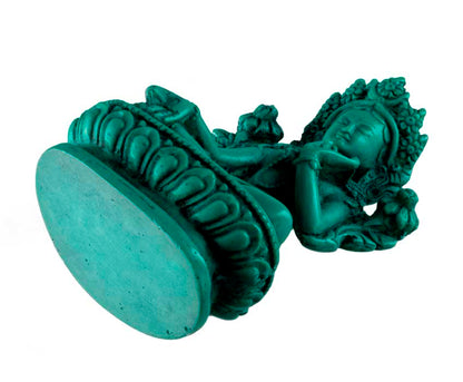 Statuette Bouddhiste Tara Blanche En Résine Bleu Turquoise – Artisanat Du Népal