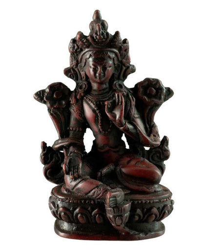 Statuette Bouddhiste Tara Verte En Résine Bordeaux – Artisanat Du Népal