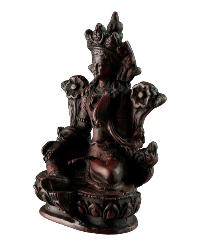 Statuette Bouddhiste Tara Verte En Résine Bordeaux – Artisanat Du Népal