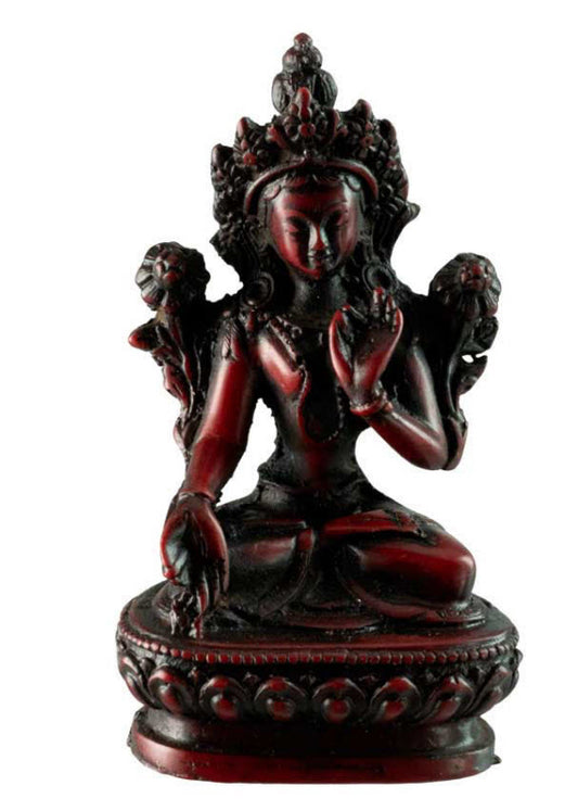 Statuette Bouddhiste Tara Blanche En Résine Bordeaux – Artisanat Du Népal