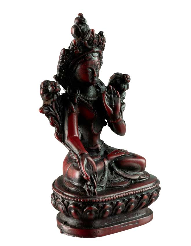 Statuette Bouddhiste Tara Blanche En Résine Bordeaux – Artisanat Du Népal