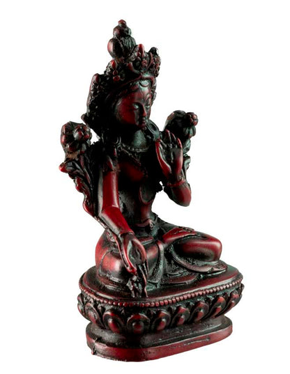 Statuette Bouddhiste Tara Blanche En Résine Bordeaux – Artisanat Du Népal