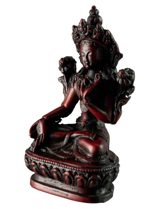 Statuette Bouddhiste Tara Blanche En Résine Bordeaux – Artisanat Du Népal