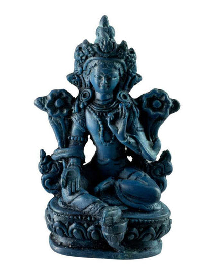Statuette Bouddhiste Tara Verte En Résine Bleu Lapis – Artisanat Du Népal