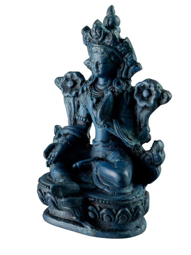 Statuette Bouddhiste Tara Verte En Résine Bleu Lapis – Artisanat Du Népal