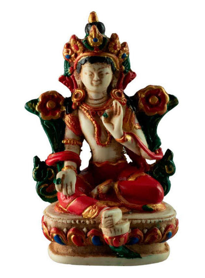 Statue Bouddhiste Tara Verte En Résine – Symbole De Compassion Et De Méditation