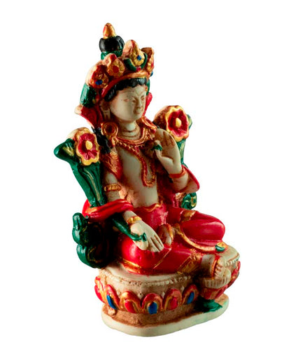 Statue Bouddhiste Tara Verte En Résine – Symbole De Compassion Et De Méditation