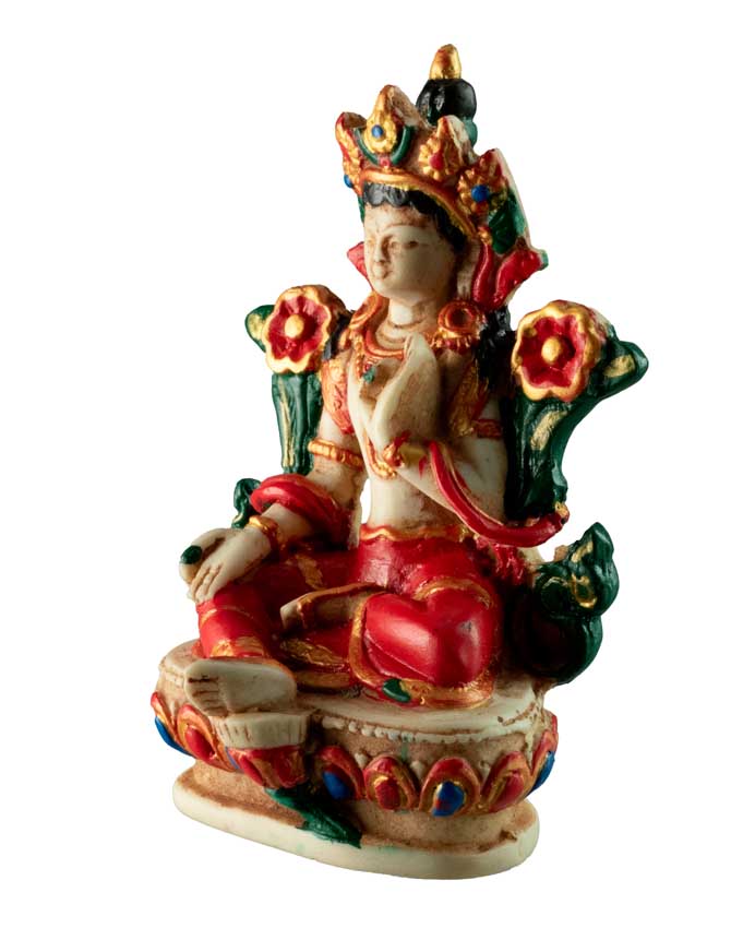 Statue Bouddhiste Tara Verte En Résine – Symbole De Compassion Et De Méditation