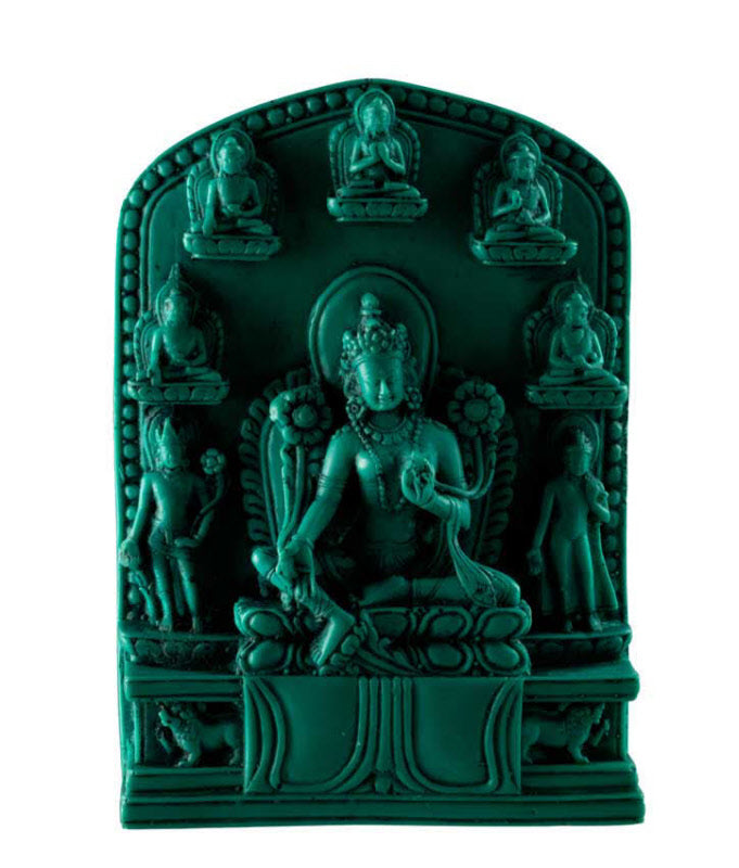 Statue Bouddhiste Tara Verte En Résine – Artisanat Spirituel Du Népal