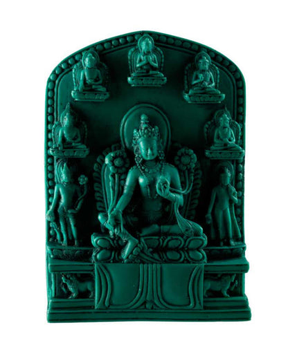 Statue Bouddhiste Tara Verte En Résine – Artisanat Spirituel Du Népal
