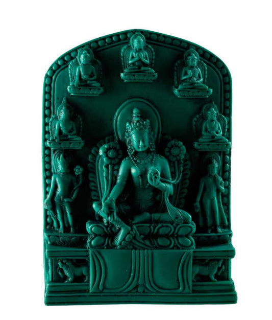 Statue Bouddhiste Tara Verte En Résine – Artisanat Spirituel Du Népal