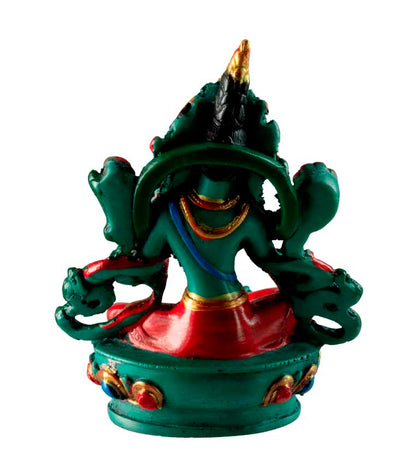 Statue Bouddhiste Tara Verte En Résine Turquoise – Symbole De Compassion Et De Protection