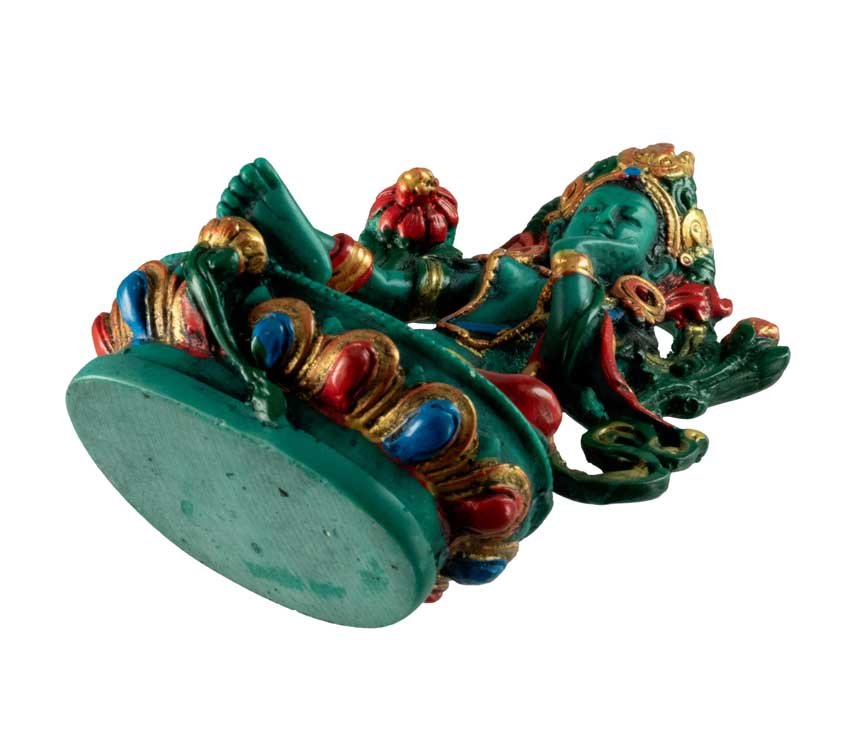 Statue Bouddhiste Tara Verte En Résine Turquoise – Symbole De Compassion Et De Protection