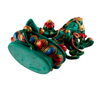 Statue Bouddhiste Tara Verte En Résine Turquoise – Symbole De Compassion Et De Protection