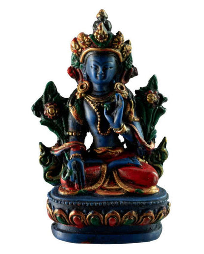 Statue Bouddhiste Tara Blanche En Résine Bleu Lapis-Lazuli – Symbole De Paix Et De Compassion