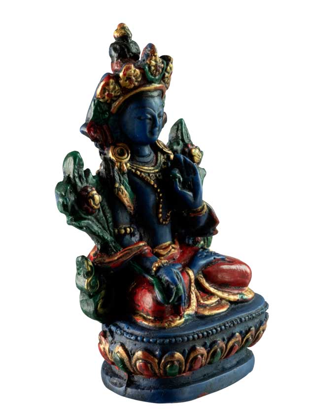 Statue Bouddhiste Tara Blanche En Résine Bleu Lapis-Lazuli – Symbole De Paix Et De Compassion