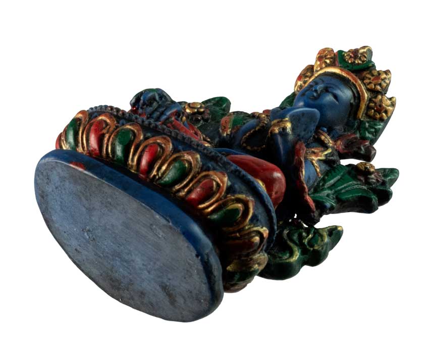 Statue Bouddhiste Tara Blanche En Résine Bleu Lapis-Lazuli – Symbole De Paix Et De Compassion