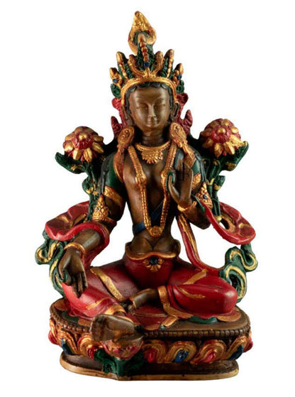 Statue Bouddhiste Tara Verte En Résine – Symbole De Méditation Et De Compassion