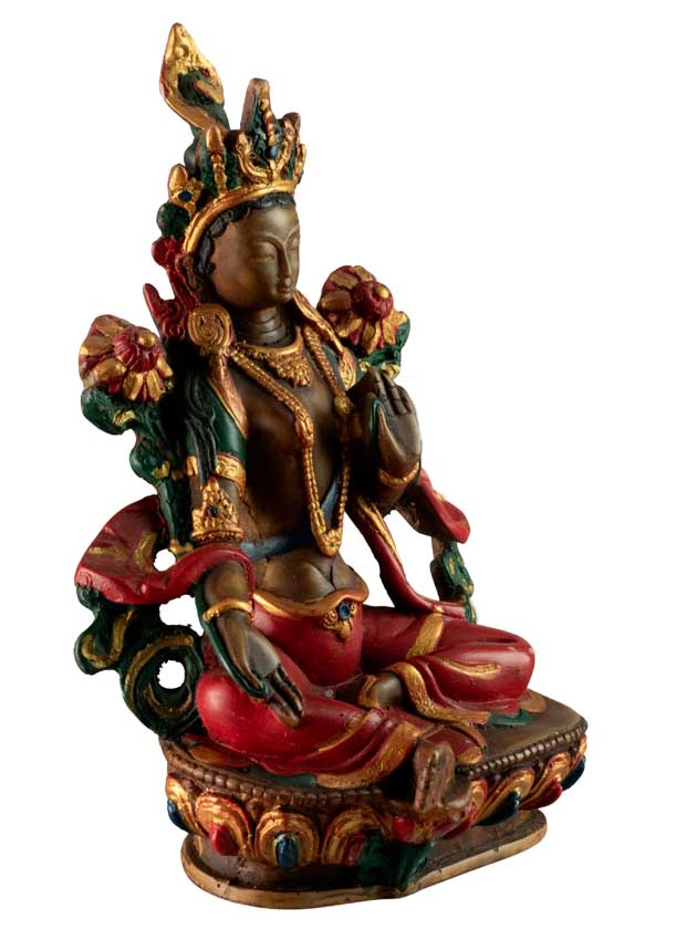 Statue Bouddhiste Tara Verte En Résine – Symbole De Méditation Et De Compassion
